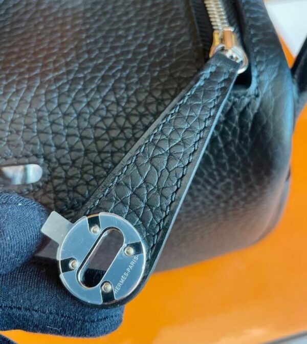 H Factory Bags Mini Lindy Togo Leather Black Silver Hardware 19cm Full Handmade