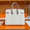 H Factory Bags Birkin Epsom Outer Seam Cream White & M8 Grey Silver Hardware 25cm Full Handmade