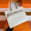 H Factory Bags Birkin Epsom Outer Seam Cream White & M8 Grey Silver Hardware 25cm Full Handmade