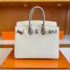 H Factory Bags Birkin Epsom Outer Seam Cream White & M8 Grey Silver Hardware 25cm Full Handmade