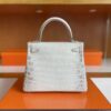 H Factory Bags Kelly Matte Crocodile Leather Himalaya Silver Hardware 25cm Full Handmade