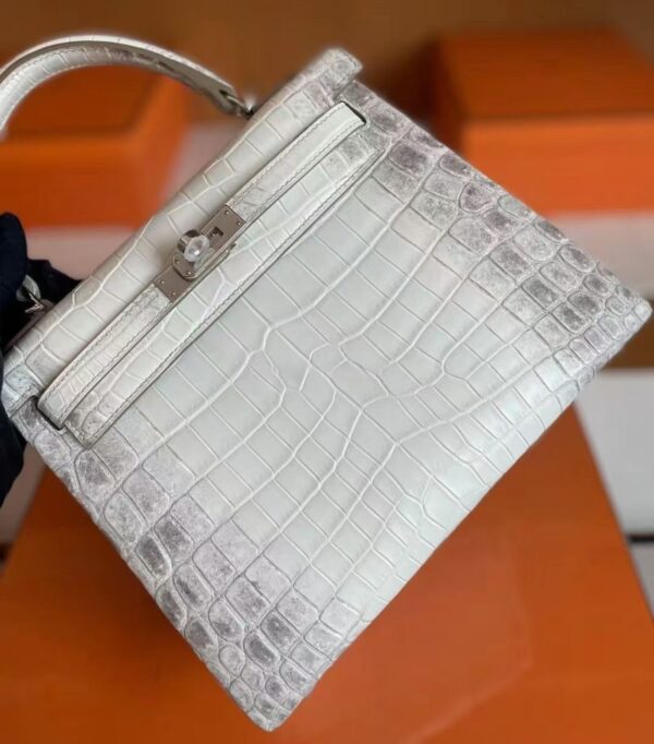 H Factory Bags Kelly Matte Crocodile Leather Himalaya Silver Hardware 25cm Full Handmade