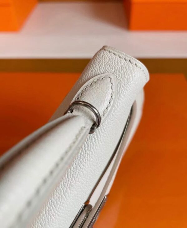 mmexport1755855803502-838x1024-1 H Factory Bags Mini Kelly Chever Leather Mushroom White Silver Hardware 19cm Full Handmade