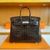 mmexport1757474545465-1024x774-1 H Factory Bags Birkin Matte Alligator Crocodile Black Silver Hardware 25cm Full Handmade Phw