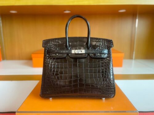 mmexport1757474545465-1024x774-1 H Factory Bags Birkin Matte Alligator Crocodile Black Silver Hardware 25cm Full Handmade Phw
