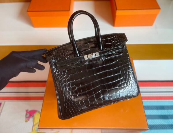 mmexport1757474548582-1024x785-1 H Factory Bags Birkin Matte Alligator Crocodile Black Silver Hardware 25cm Full Handmade Phw