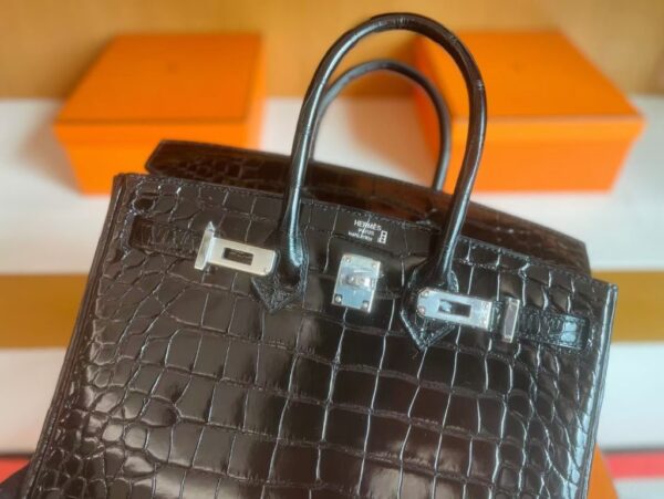 mmexport1757474551748-1024x769-1 H Factory Bags Birkin Matte Alligator Crocodile Black Silver Hardware 25cm Full Handmade Phw