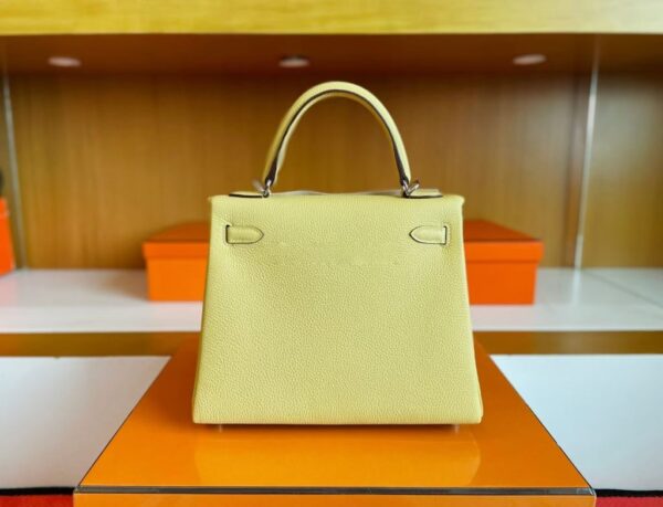mmexport1757474581670-1024x784-1 H Factory Bags Kelly Togo Leather 1Z Light Yellow Silver Hardware 25cm Full Handmade Phw