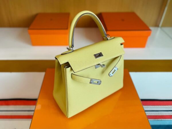 mmexport1757474588736-1024x768-1 H Factory Bags Kelly Togo Leather 1Z Light Yellow Silver Hardware 25cm Full Handmade Phw