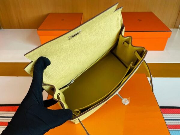 mmexport1757474592969-1024x768-1 H Factory Bags Kelly Togo Leather 1Z Light Yellow Silver Hardware 25cm Full Handmade Phw