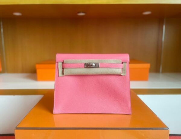 H Factory Bags Kelly Dance Evercolor Leather Candy Pink Silver Hardware 22cm Full Handmade Phw