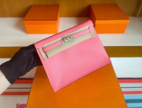 H Factory Bags Kelly Dance Evercolor Leather Candy Pink Silver Hardware 22cm Full Handmade Phw