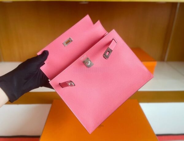 H Factory Bags Kelly Dance Evercolor Leather Candy Pink Silver Hardware 22cm Full Handmade Phw