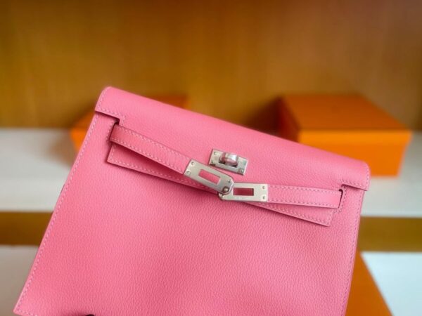 H Factory Bags Kelly Dance Evercolor Leather Candy Pink Silver Hardware 22cm Full Handmade Phw