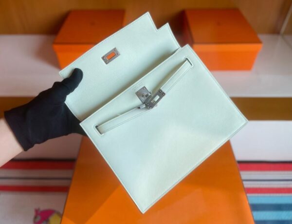 H Factory Bags Kelly Dance Evercolor Leather Light Green Silver Hardware 22cm Full Handmade Phw