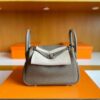 H Factory Bags Mini Lindy Togo Leather Etoupe Grey Silver Hardware 19cm Full Handmade Phw