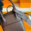H Factory Bags Mini Lindy Togo Leather Reddish Brown Gold Hardware 19cm Full Handmade