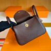 H Factory Bags Mini Lindy Togo Leather Reddish Brown Gold Hardware 19cm Full Handmade