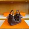 H Factory Bags Mini Lindy Togo Leather Reddish Brown Gold Hardware 19cm Full Handmade