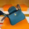 H Factory Bags Mini Lindy Togo Leather Cyan Blue Gold Hardware 19cm Full Handmade