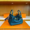 H Factory Bags Mini Lindy Togo Leather Cyan Blue Gold Hardware 19cm Full Handmade