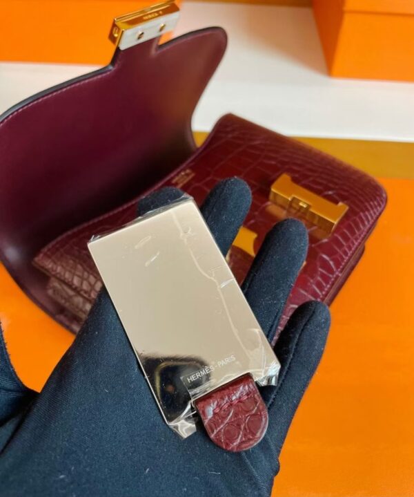 mmexport1757476111728-855x1024-1 H Factory Bags Constance Matte Alligator Crocodile Reddish Brown Gold Hardware 18cm Full Handmade