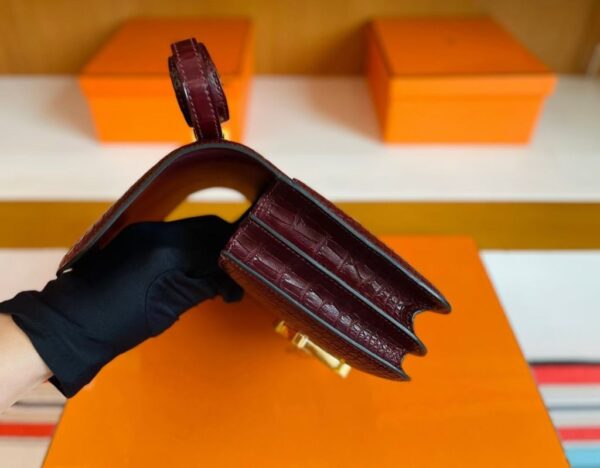 mmexport1757476115593-1024x799-1 H Factory Bags Constance Matte Alligator Crocodile Reddish Brown Gold Hardware 18cm Full Handmade