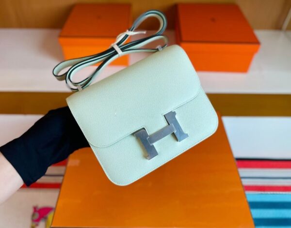 mmexport1757476134890-1024x803-1 H Factory Bags Constance Epsom Leather Light Green Silver Hardware 18cm Full Handmade