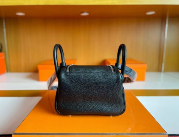H Factory Bags Mini Lindy Togo Leather Black Silver Hardware 19cm Full Handmade Phw