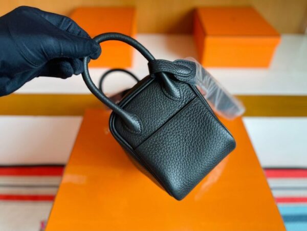 H Factory Bags Mini Lindy Togo Leather Black Silver Hardware 19cm Full Handmade Phw