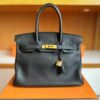 H Factory Bags Birkin Swift Leather CK89 Black Gold Hardware 30cm Full Handmade