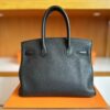 H Factory Bags Birkin Swift Leather CK89 Black Gold Hardware 30cm Full Handmade