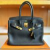 H Factory Bags Birkin Swift Leather CK89 Black Gold Hardware 30cm Full Handmade