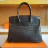 H Factory Bags Birkin Matte Crocodile CK89 Black Gold Hardware 30cm Full Handmade