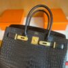 H Factory Bags Birkin Matte Crocodile CK89 Black Gold Hardware 30cm Full Handmade