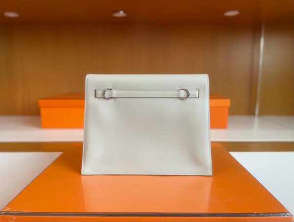 H Factory Bags Kelly Danse Evercolor Leather CK80 Pearl Grey Silver Hardware 22cm Full Handmade