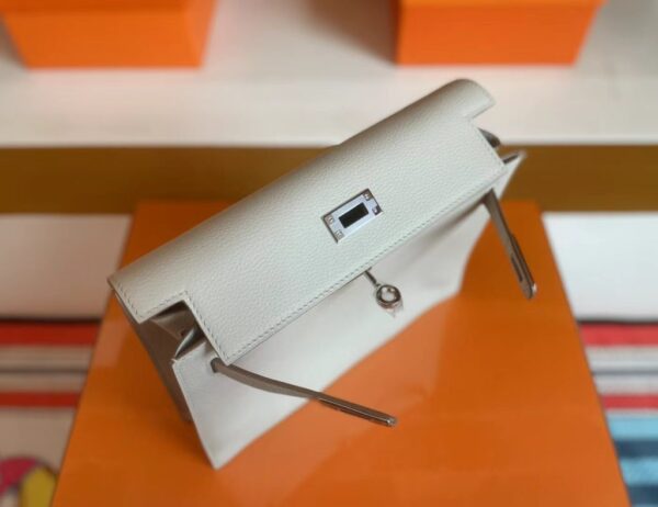 H Factory Bags Kelly Danse Evercolor Leather CK80 Pearl Grey Silver Hardware 22cm Full Handmade
