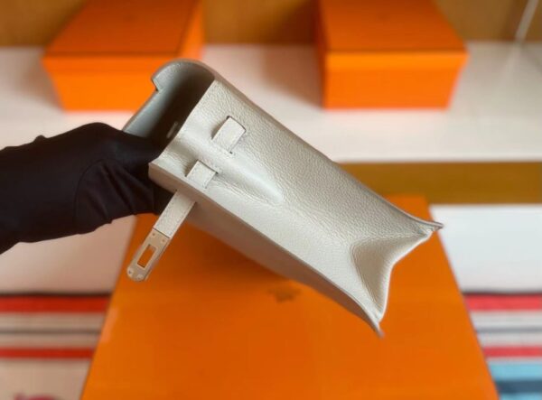 H Factory Bags Kelly Danse Evercolor Leather CK80 Pearl Grey Silver Hardware 22cm Full Handmade