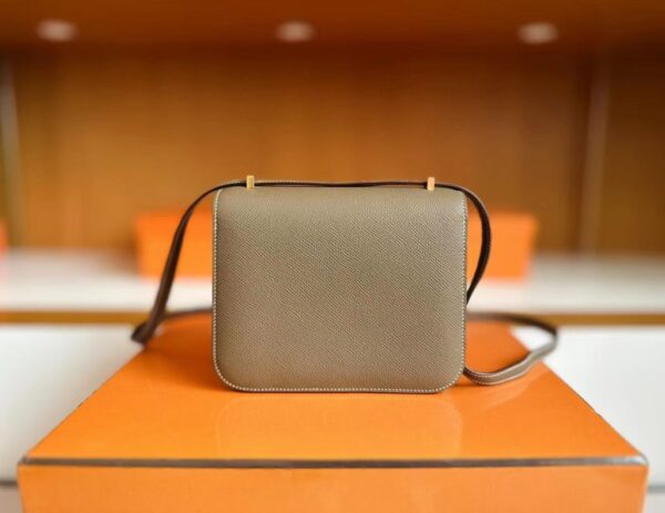 H Factory Bags Mini Constance Epsom Leather Etoupe Grey 18cm Gold Hardware Full Handmade