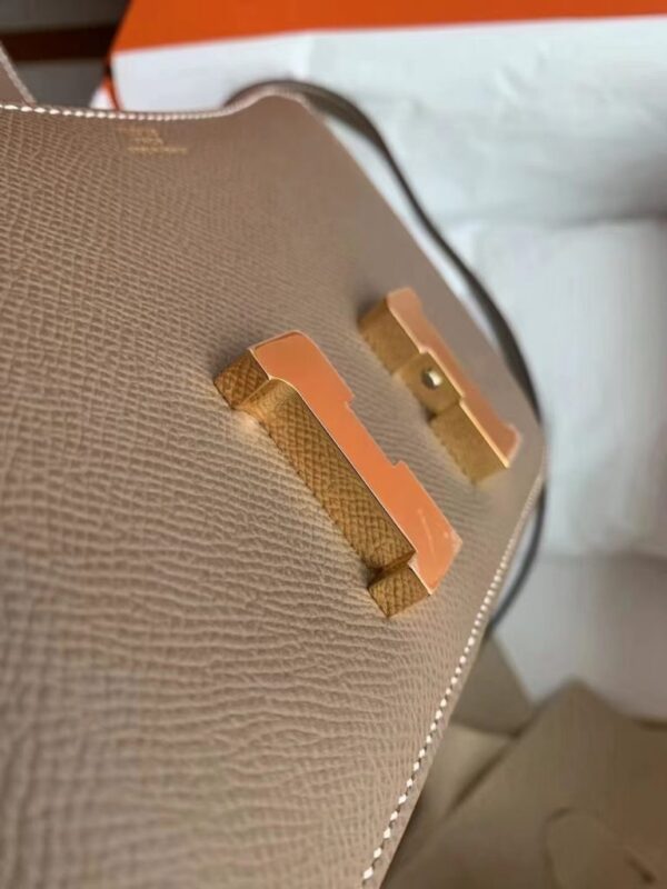 H Factory Bags Mini Constance Epsom Leather Etoupe Grey 18cm Gold Hardware Full Handmade