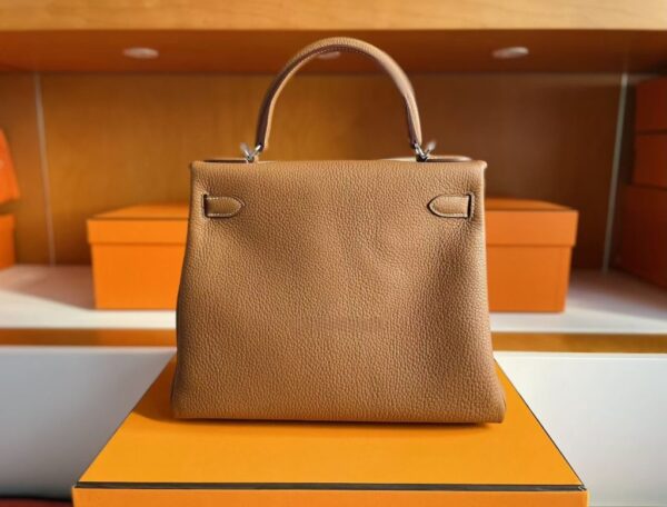 H Factory Bags Kelly Togo Leather Ck37 Golden Brown Silver Hardware 28cm Full Handmade Phw