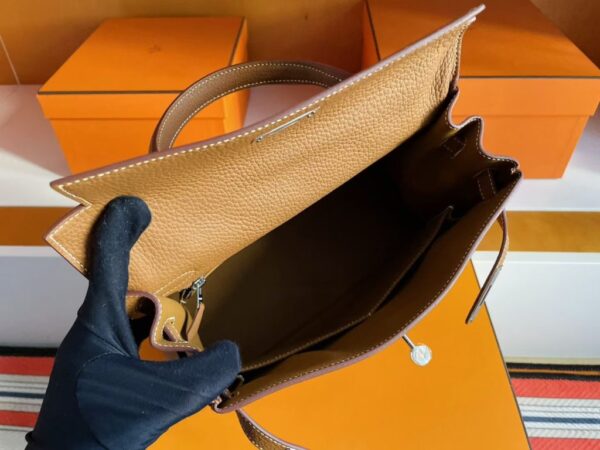 H Factory Bags Kelly Togo Leather Ck37 Golden Brown Silver Hardware 28cm Full Handmade Phw