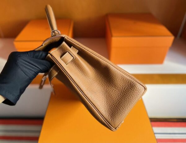 H Factory Bags Kelly Togo Leather Ck37 Golden Brown Silver Hardware 28cm Full Handmade Phw