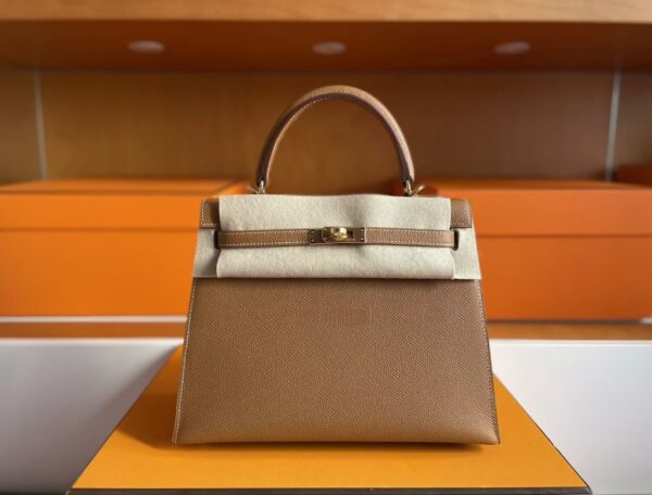 H Factory Bags Kelly Epsom Leather Ck37 Golden Brown Gold Hardware 25cm Full Handmade Ghw