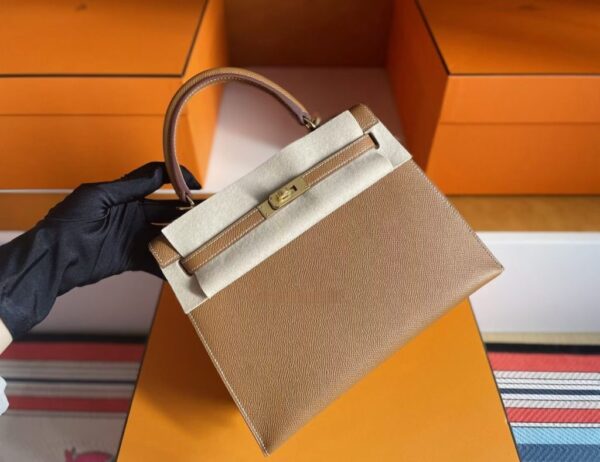 H Factory Bags Kelly Epsom Leather Ck37 Golden Brown Gold Hardware 25cm Full Handmade Ghw