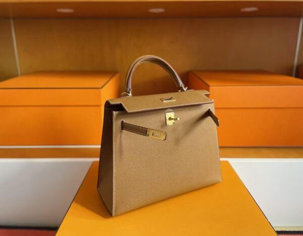 H Factory Bags Kelly Epsom Leather Ck37 Golden Brown Gold Hardware 25cm Full Handmade Ghw