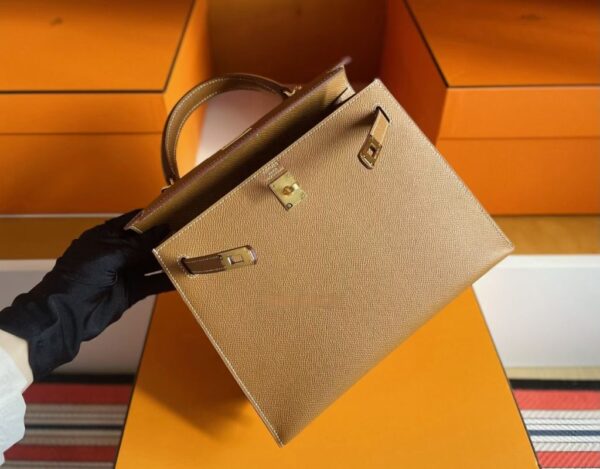 H Factory Bags Kelly Epsom Leather Ck37 Golden Brown Gold Hardware 25cm Full Handmade Ghw