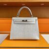 H Factory Bags Kelly Chever Leather Ck10 Cream White Silver Hardware 25cm Full Handmade Phw