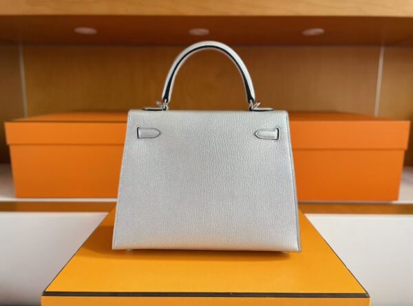 H Factory Bags Kelly Chever Leather Ck10 Cream White Silver Hardware 25cm Full Handmade Phw