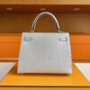 H Factory Bags Kelly Chever Leather Ck10 Cream White Silver Hardware 25cm Full Handmade Phw